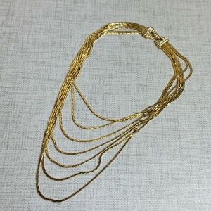 Vintage Gold Tone Nolan Miller Multi Strand Necklace with Rhinestone Clasp
